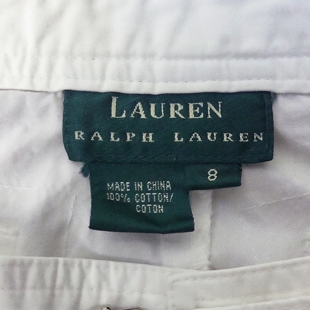 LAUREN RALPH LAUREN White Belted Cargo Short with Drawstring Hem